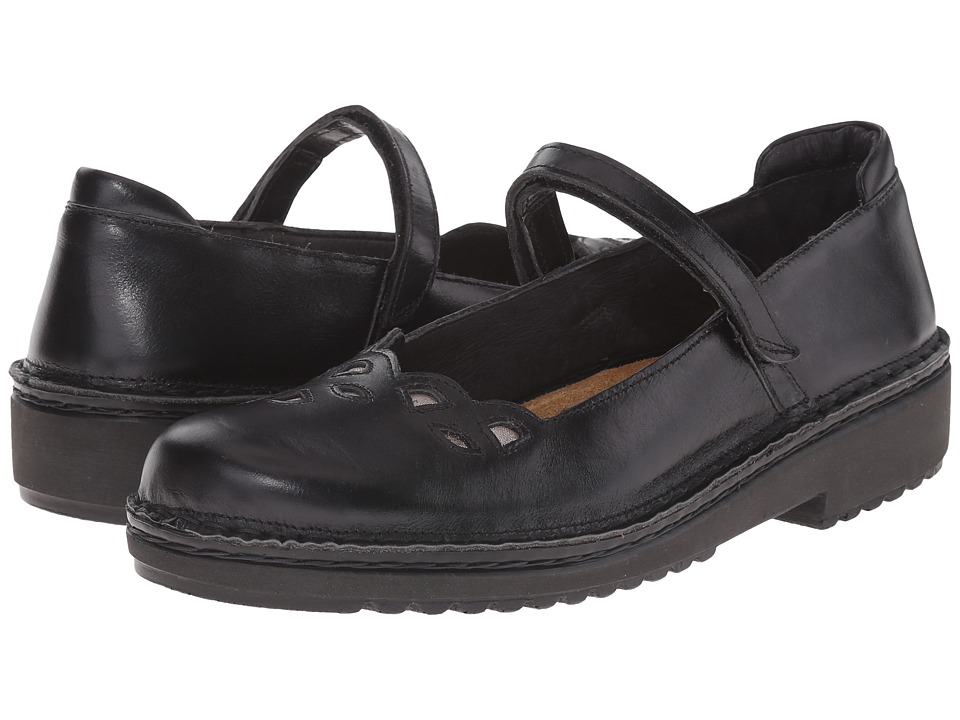 Naot Footwear Elsa (Black Madras Leather/Silver Threads Leather) Women
