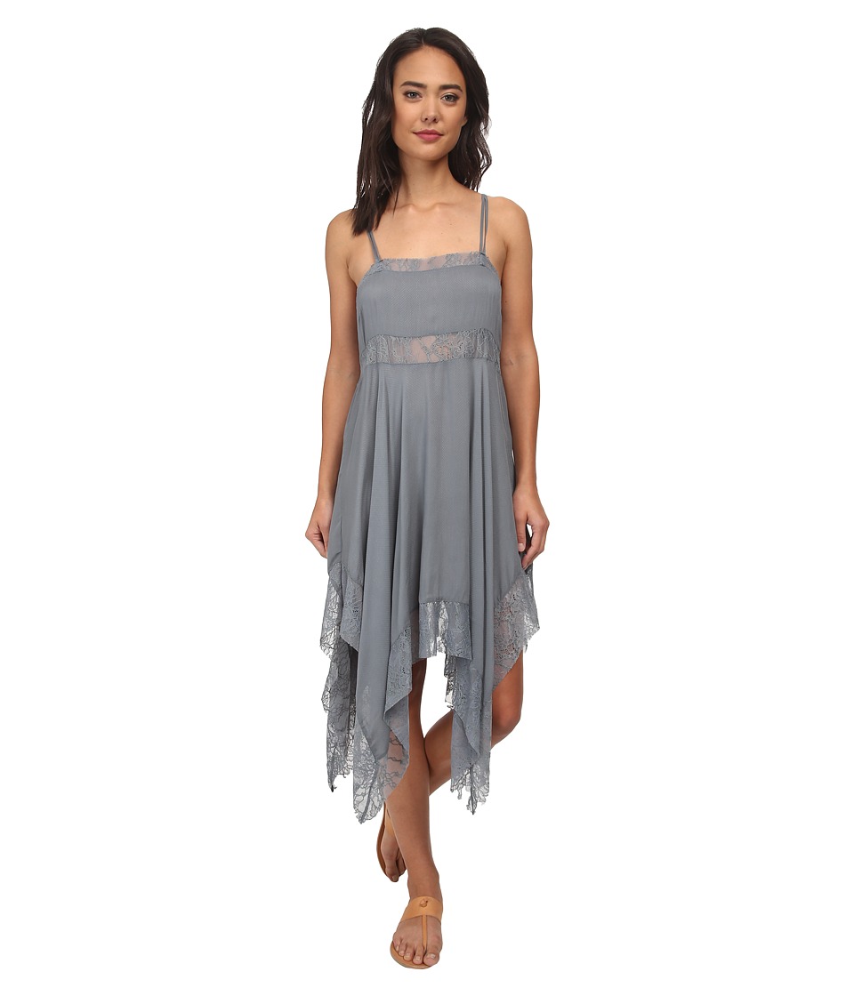 Free People Dobby Dot Lace Pieced Trapeze Slip (Vapor Blue) Women