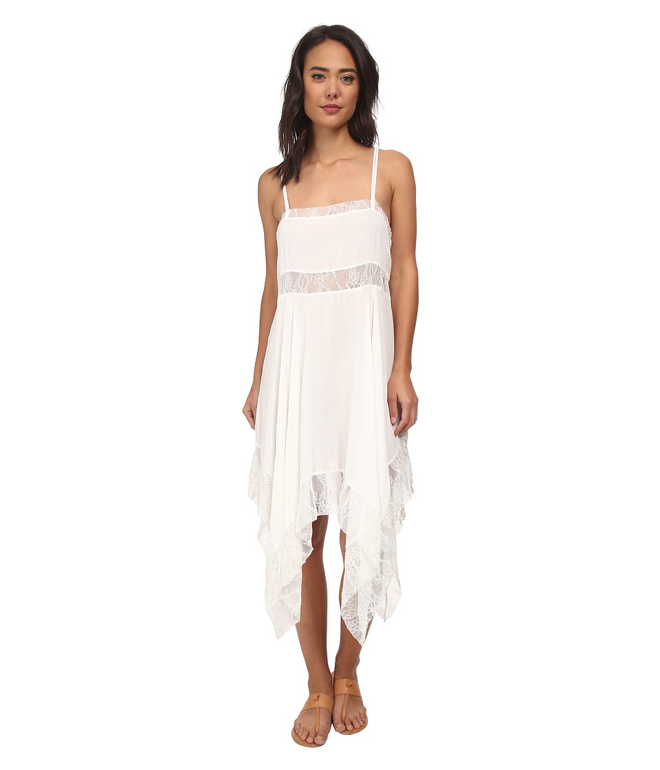 Free People Dobby Dot Lace Pieced Trapeze Slip (Ivory) Women