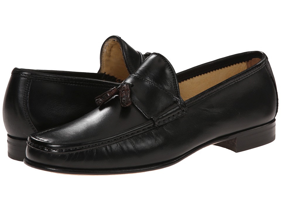 Massimo Matteo - Leather Tassel Croc Loafer (Black) Men