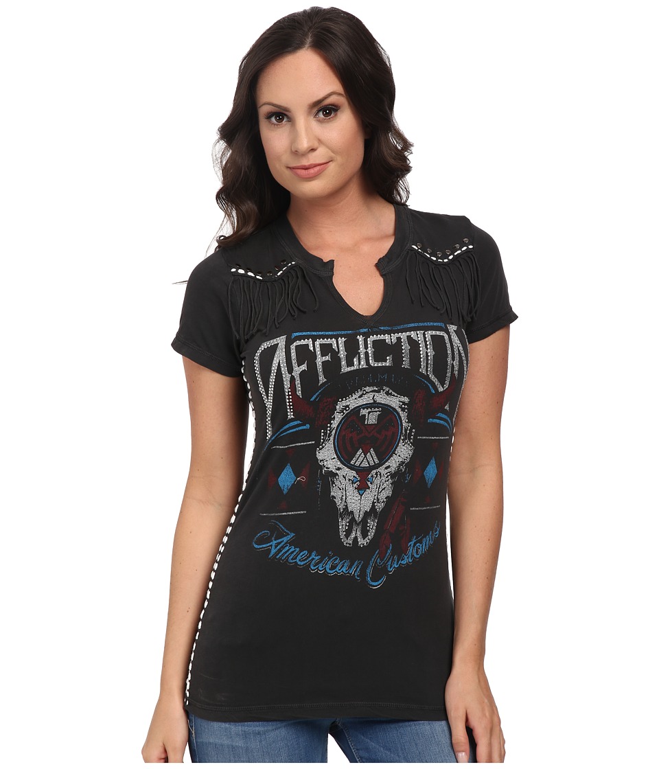Affliction - AC Thunderbolt Short Sleeve Western Tee (Vintage Black Vapor Wash) Women's T Shirt