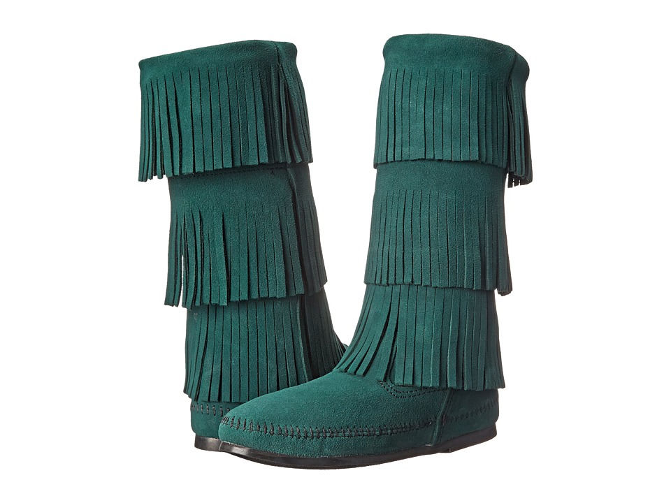 Minnetonka - Calf Hi 3-Layer Fringe Boot (Pine Suede) Women