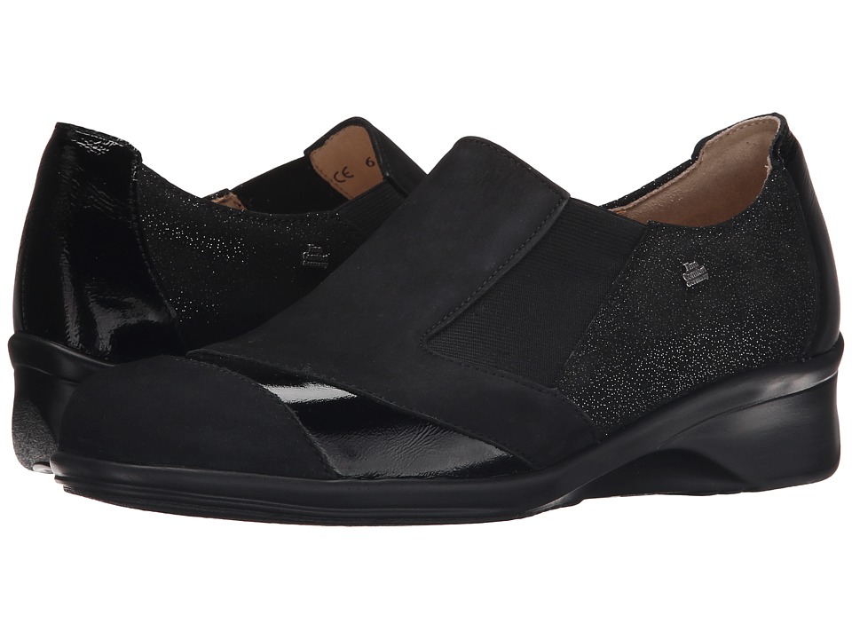 Finn Comfort - Edina (Black Nubuck/Plata Patent/Luz) Women