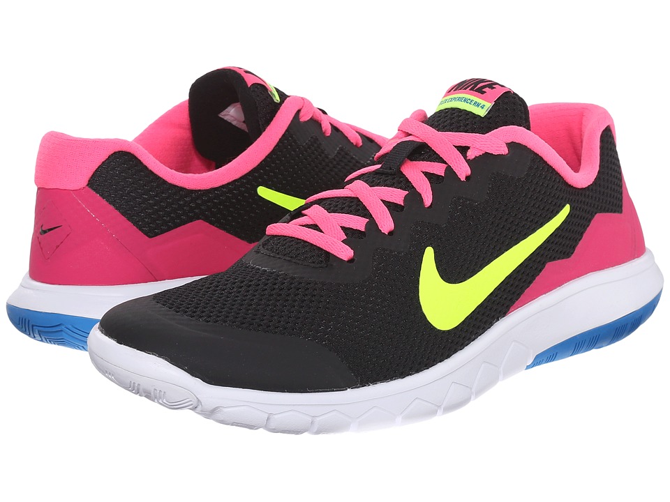 Nike Kids - Flex Experience 4 (Big Kid) (Black/Pink Pow/White/Volt) Girls Shoes