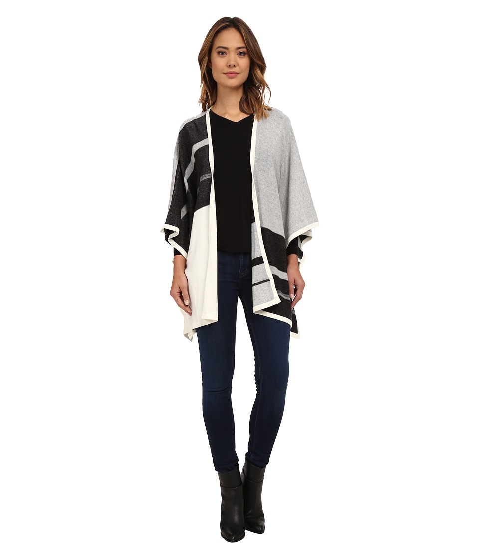 NYDJ Color Block Blanket Sweater (Heather Black) Women