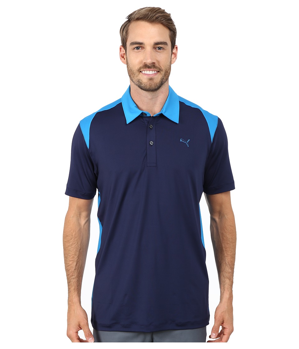 UPC 888536124540 product image for PUMA Golf - Blocked Polo (Peacoat/Cloisonne) Men's Short Sleeve Knit | upcitemdb.com