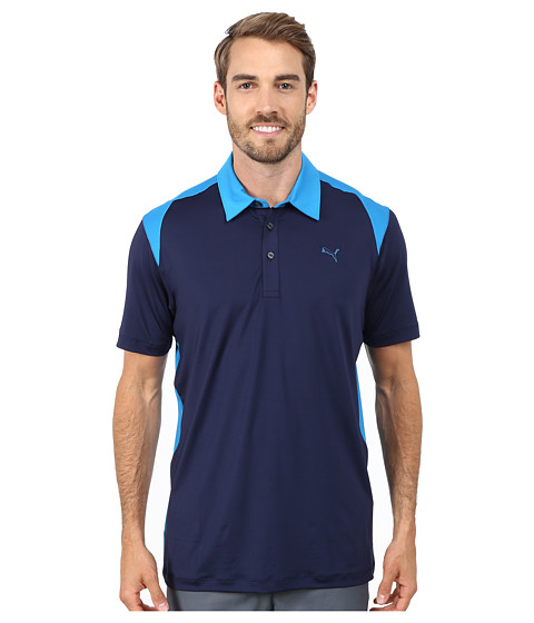 UPC 888536124991 product image for PUMA Golf - Blocked Polo (Peacoat/Cloisonne) Men's Short Sleeve Knit | upcitemdb.com
