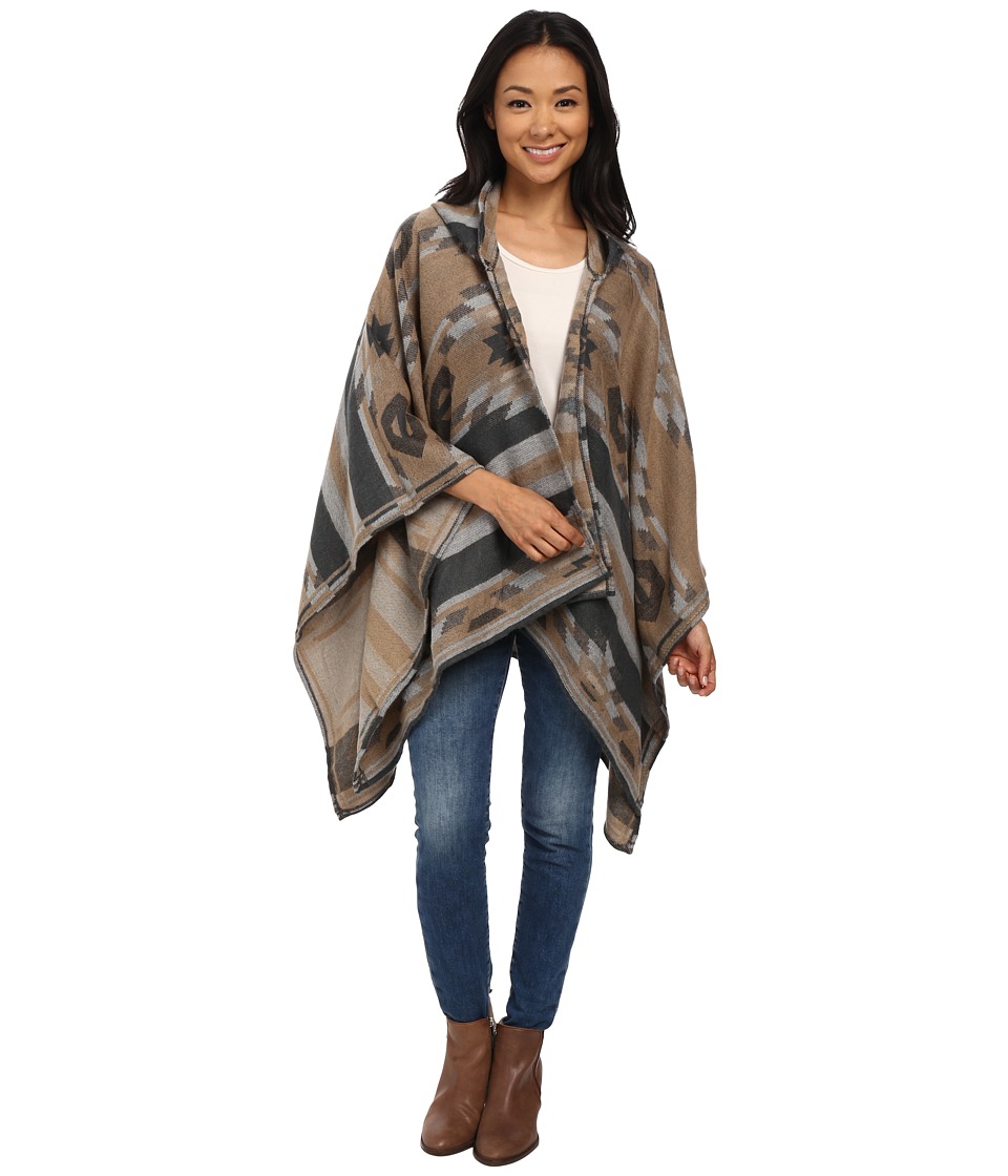 BCBGeneration - Winter Tribal Hooded Wrap (Latte) Women's Clothing