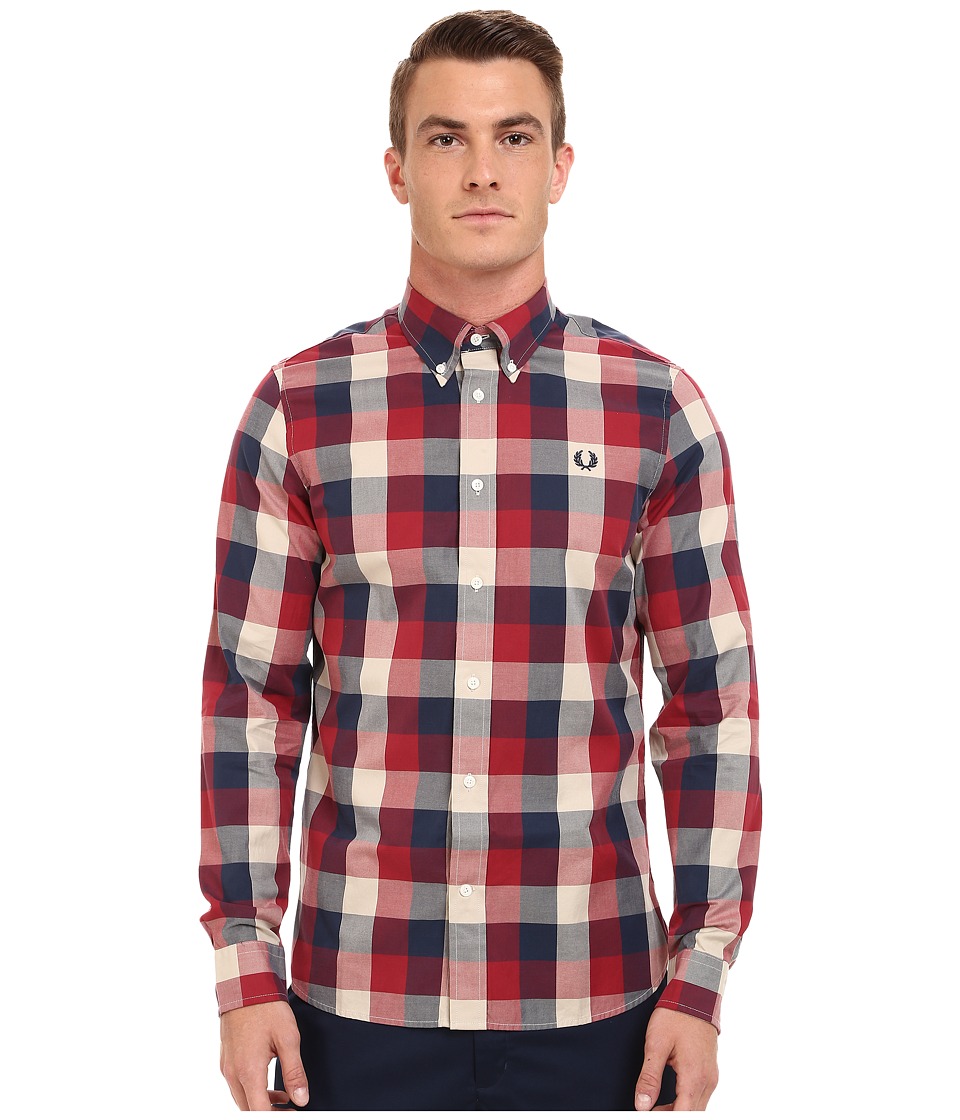 EAN 5034604287531 product image for Fred Perry - Winter Twill Gingham Shirt (Rosso) Men's Long Sleeve Button Up | upcitemdb.com
