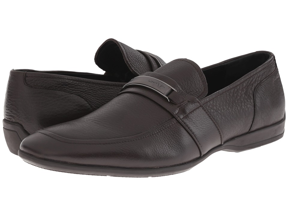 UPC 889655276042 product image for Calvin Klein - Varen (Dark Brown Leather) Men's Slip on  Shoes | upcitemdb.com