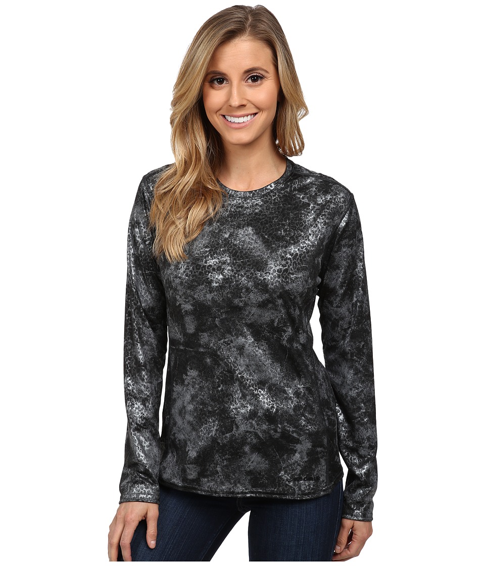 Hot Chillys Peach Print Crewneck (Silver Cheetah) Women