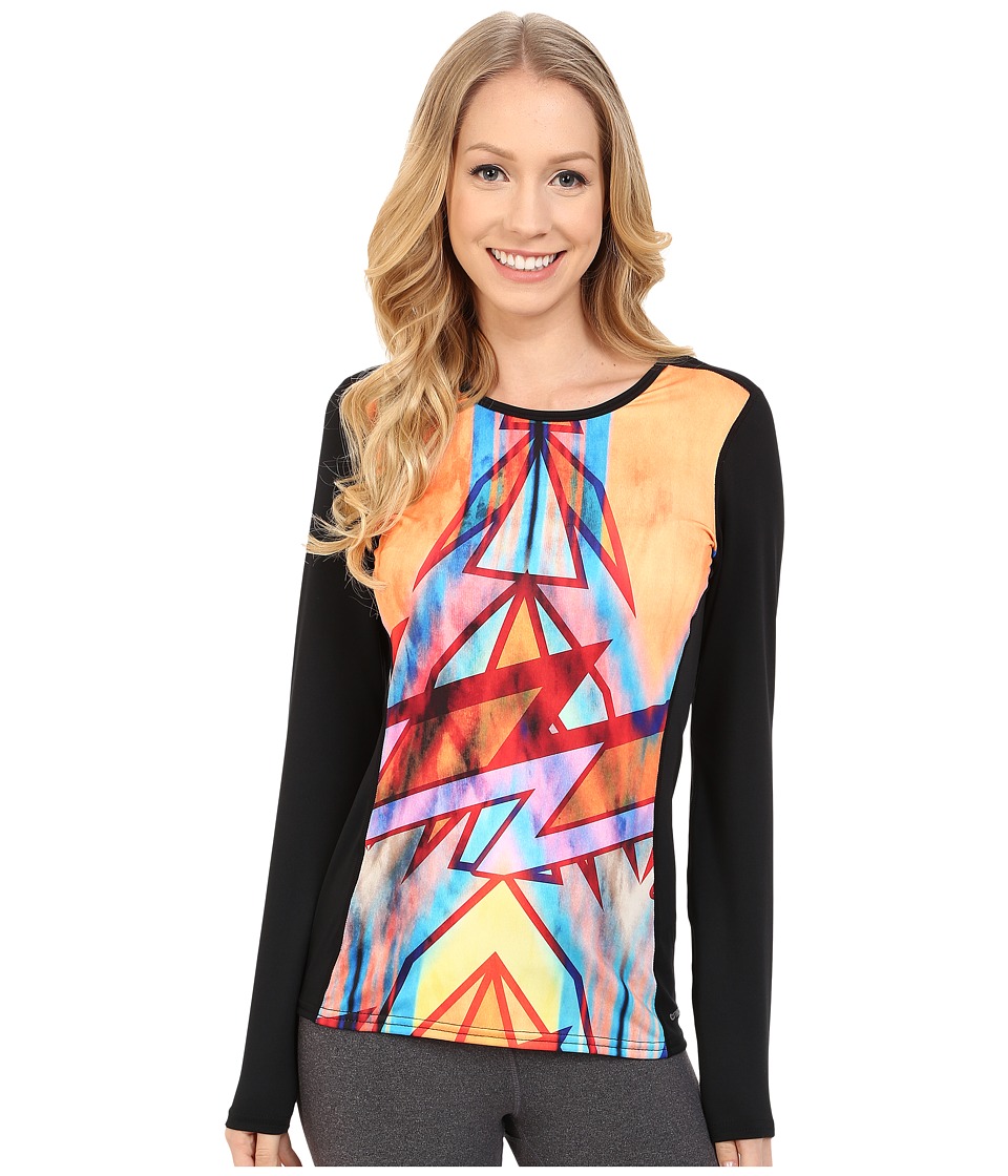 Hot Chillys Micro-Elite Chamois Sublimated Print Crewneck (Electric Circus/Black) Women