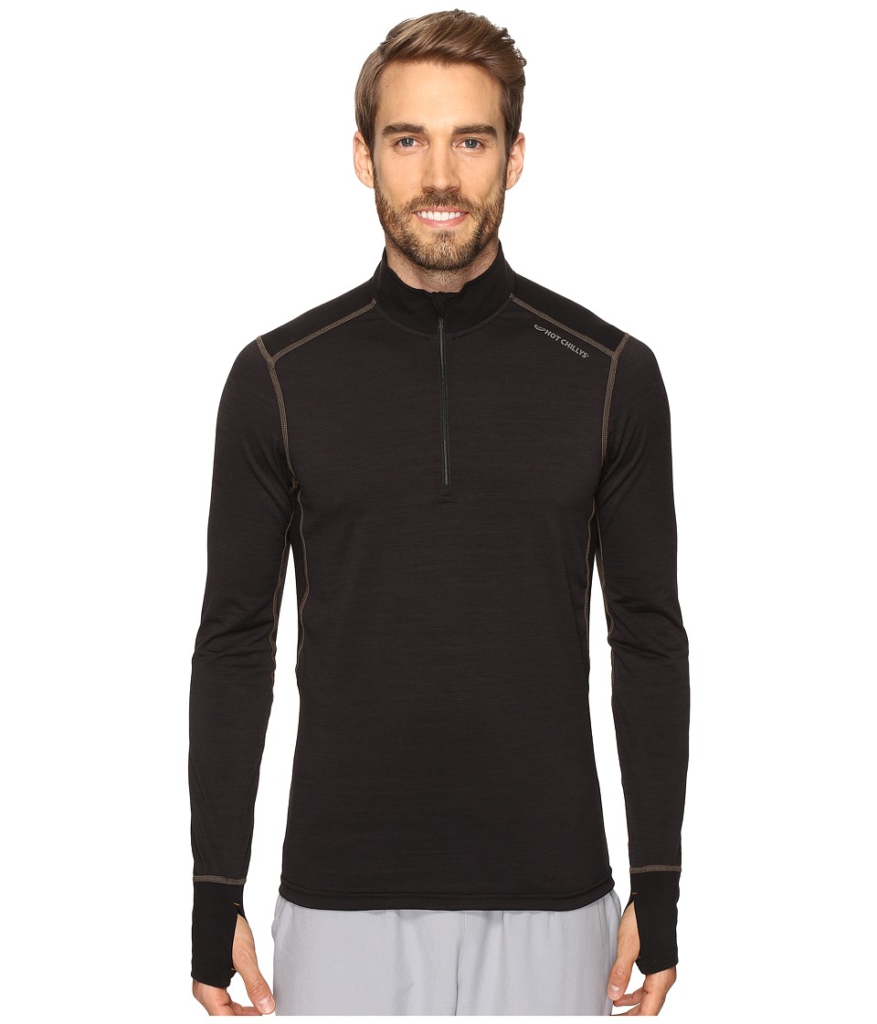 Hot Chillys F8 Merino 8K Zip Tee (Solid Black) Men