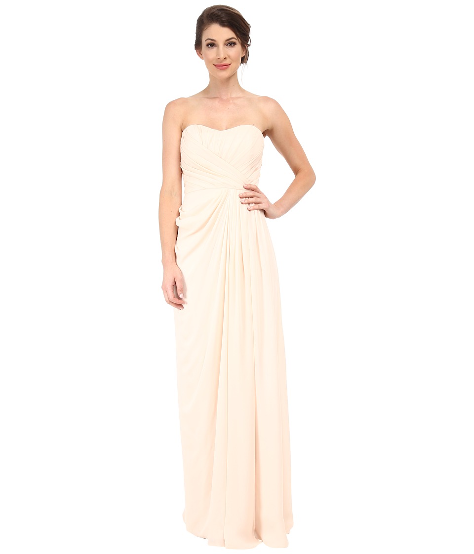 Badgley Mischka Strapless Gown with Slit (Blush) Women
