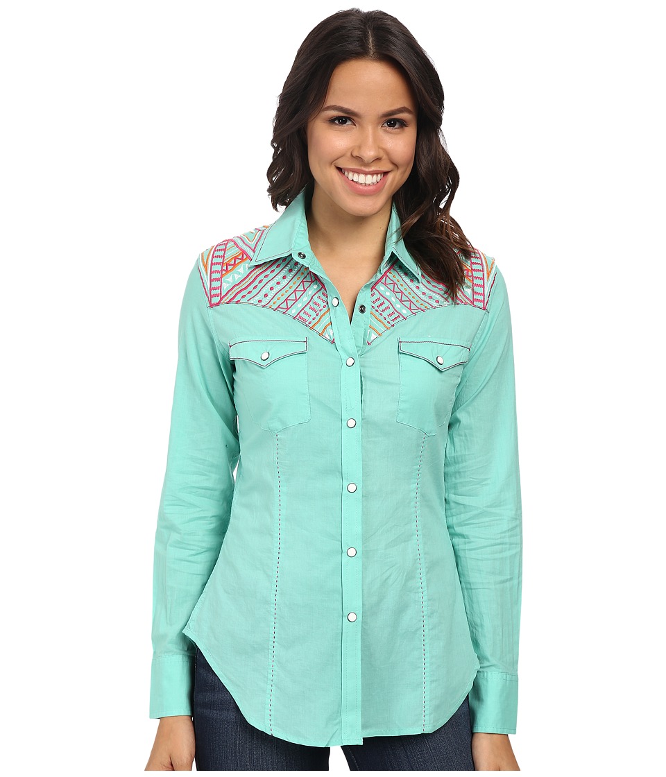 Rock and Roll Cowgirl - Long Sleeve Snap B4S3786 (Mint) Women's Clothing