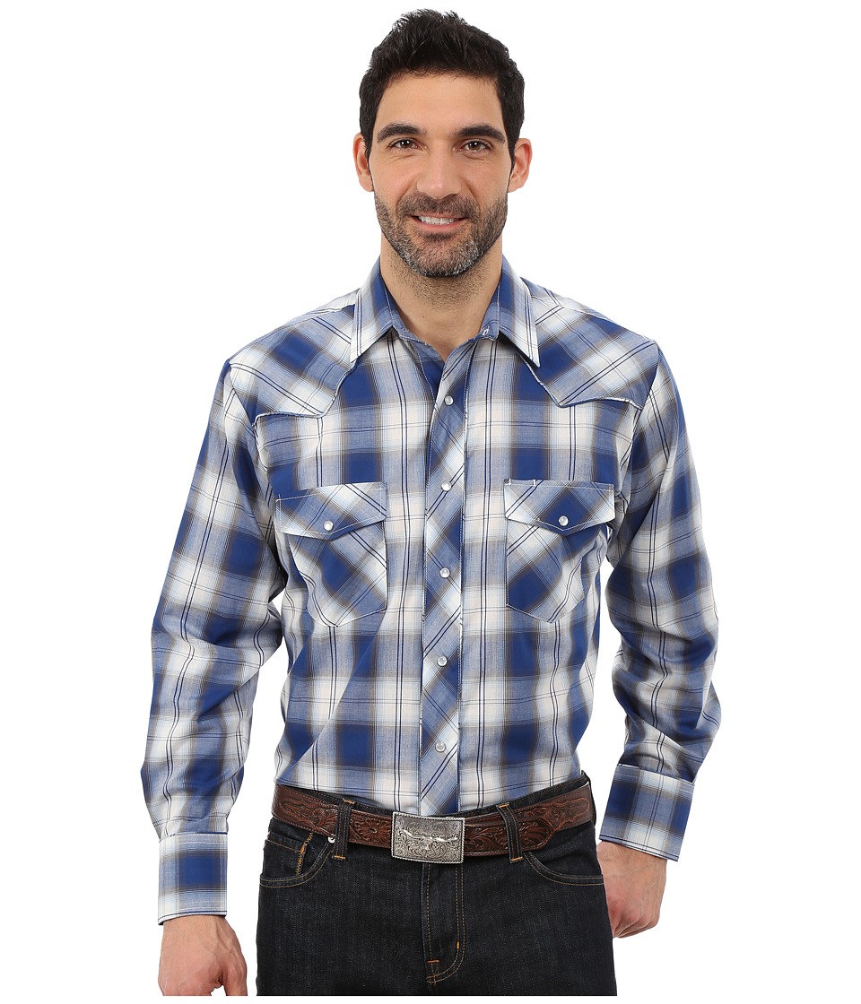 Roper 0090 Blue White Plaid (Blue) Men