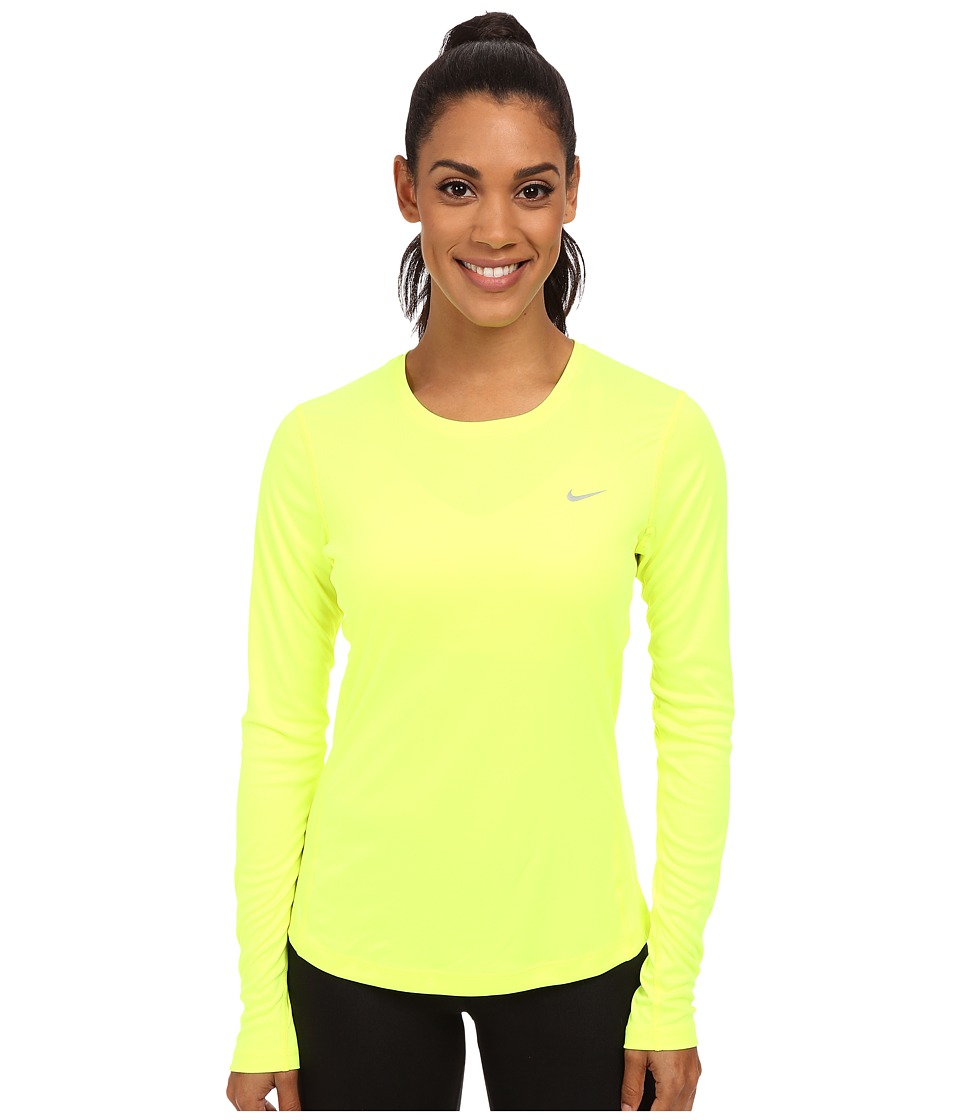 Nike - Dri-FIT Miler L/S Running Top (Volt/Reflective Silver) Women