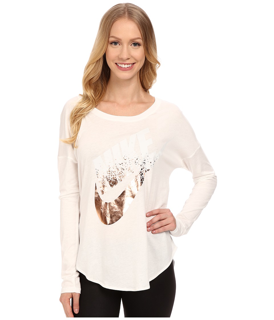 Nike - Signal Long Sleeve Tee Metallic (White) Women