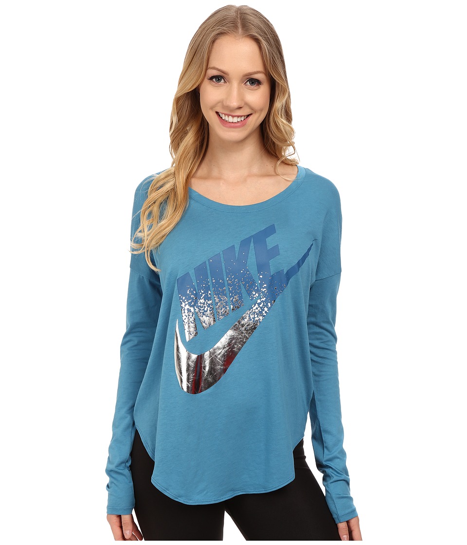 Nike - Signal Long Sleeve Tee Metallic (Stratus Blue) Women