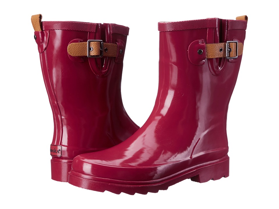 Chooka Top Solid Mid Rain Boot (Garnet) Women