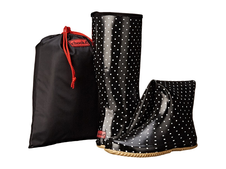 Chooka Classic Dot Packable Rain Boot (Black) Women