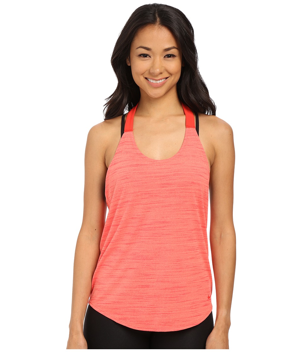 Nike Dri-FITtm Elastika Heathered Tank Top (Light Wild Mango/Light Crimson) Women