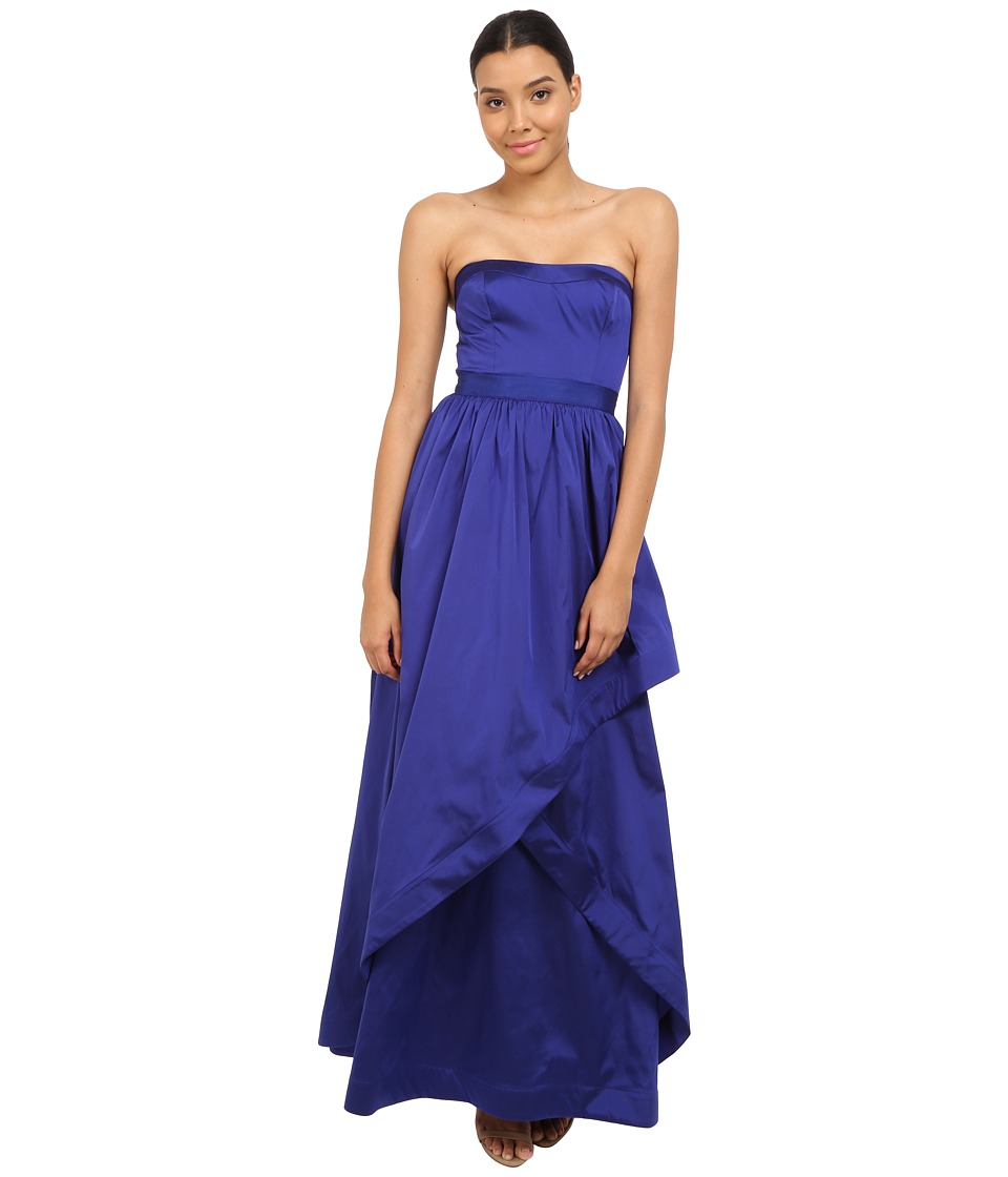 Adrianna Papell Strapless Taffeta Ball Gown w/ Cross Skirt Detail (Neptune) Women