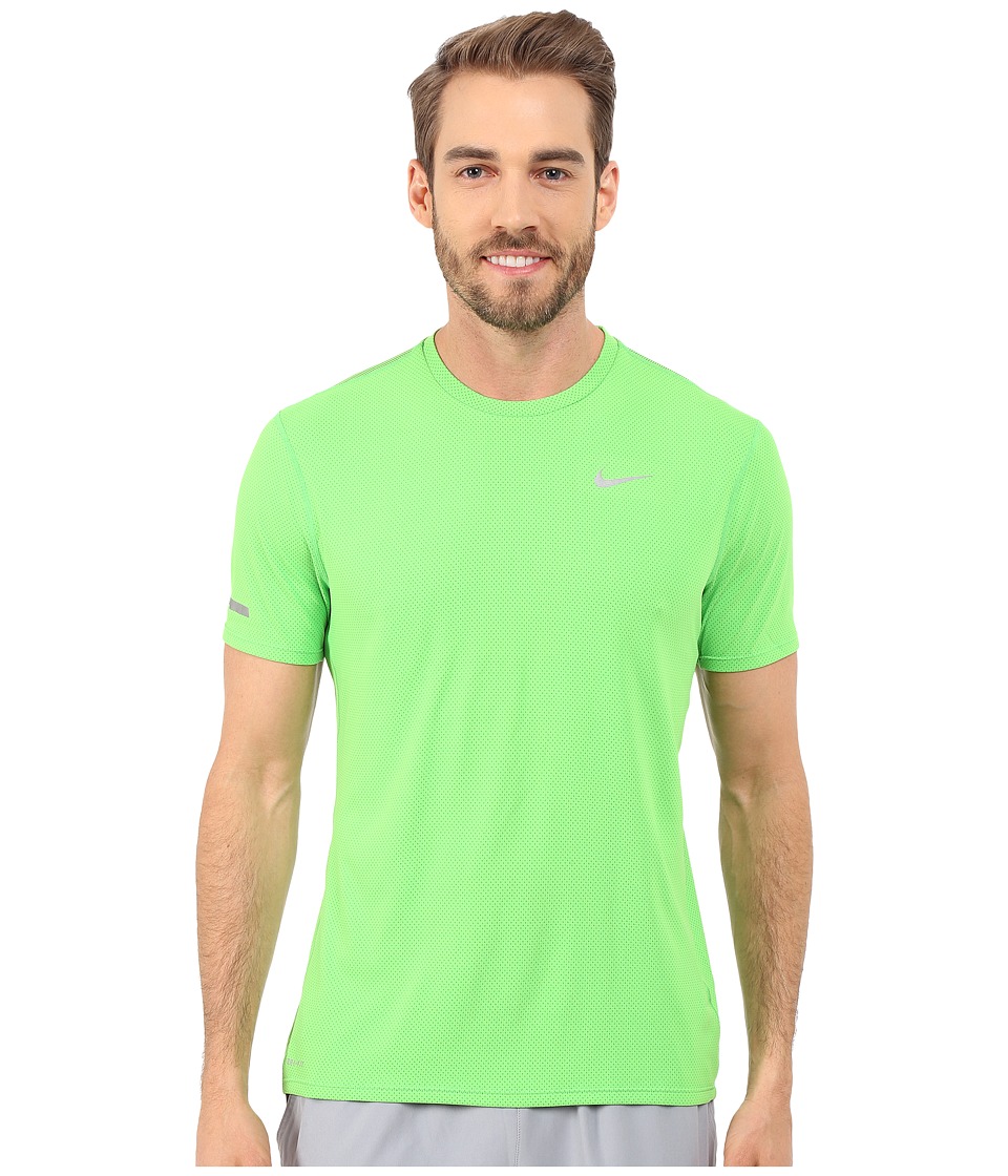 Nike - Dri-FIT Contour S/S Running Shirt (Green Pulse/Reflective Silver) Men