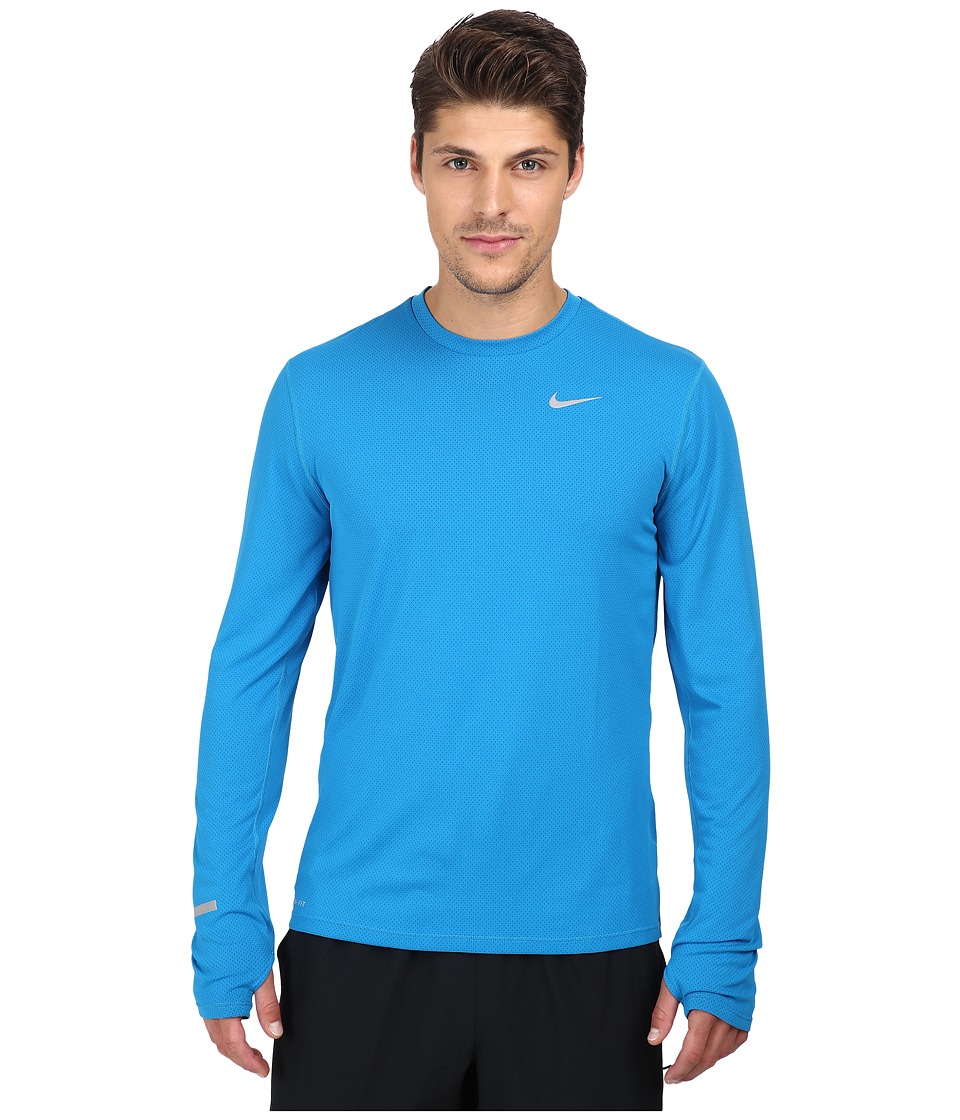 Nike Dri-FITtm Contour L/S Running Shirt (Imperial Blue/Reflective Silver) Men