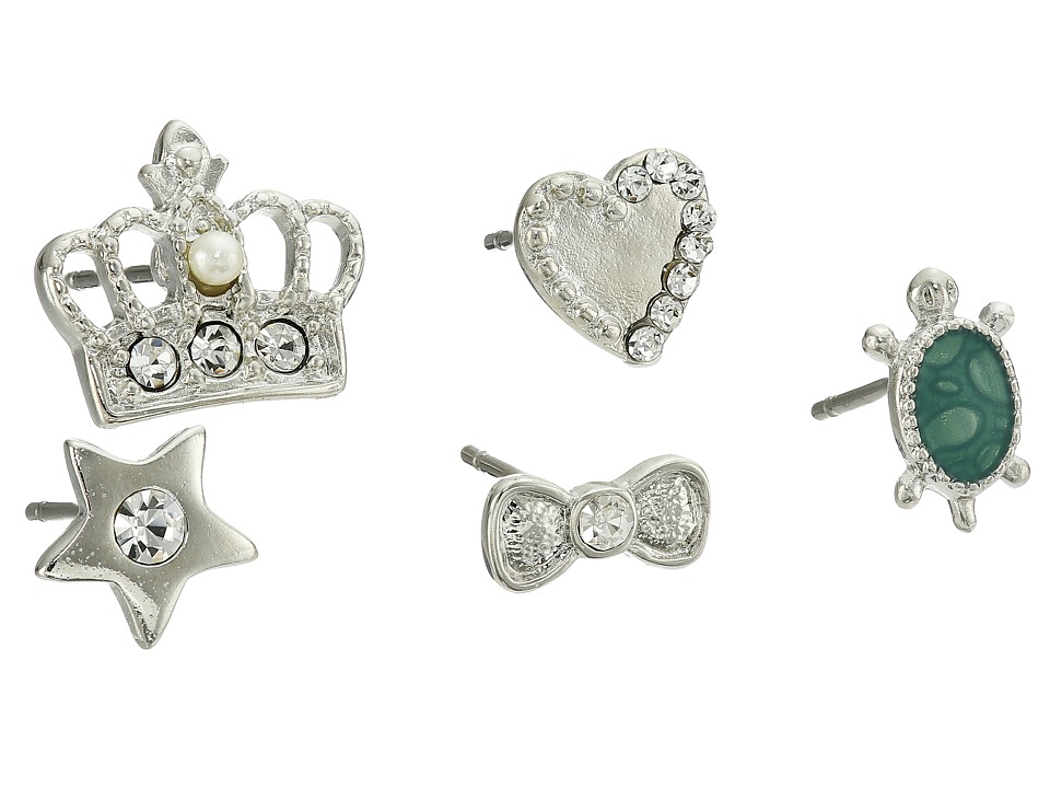 Betsey Johnson - Crown 5 Piece Stud Earring Set (Green) Earring