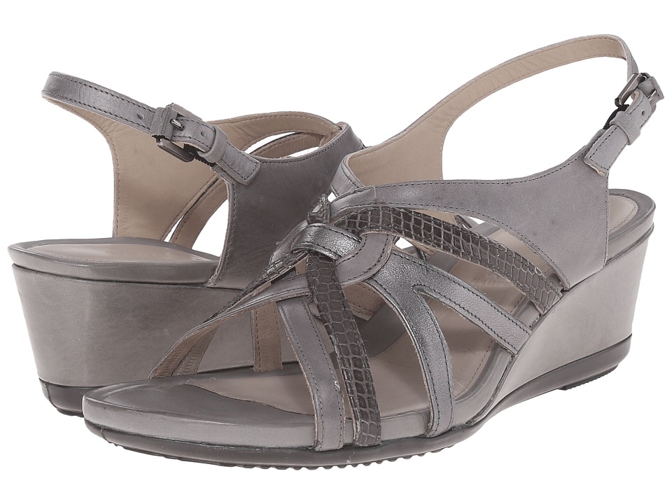 ECCO - Touch 45 Wedge Sandal (Titanium\/Dark Shadow\/Dark Shadow Metallic) Women's Wedge Shoes
