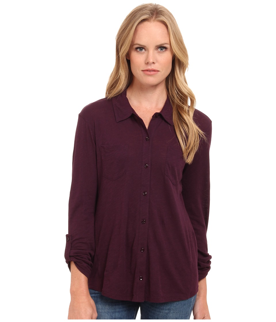 Splendid - Slub Button Up Shirt (Eggplant) Women