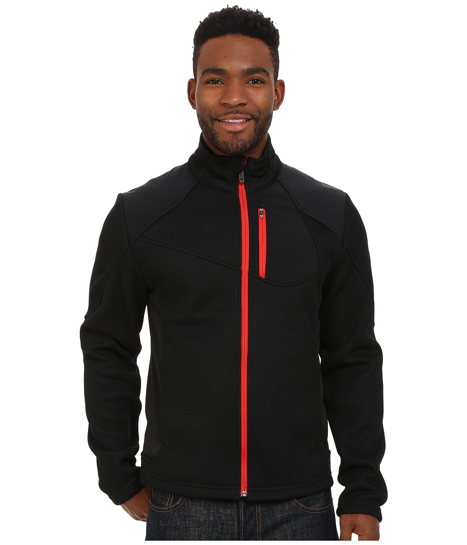 Spyder - Linear Full Zip Mid Weight Core Sweater (Black/Volcano) Men