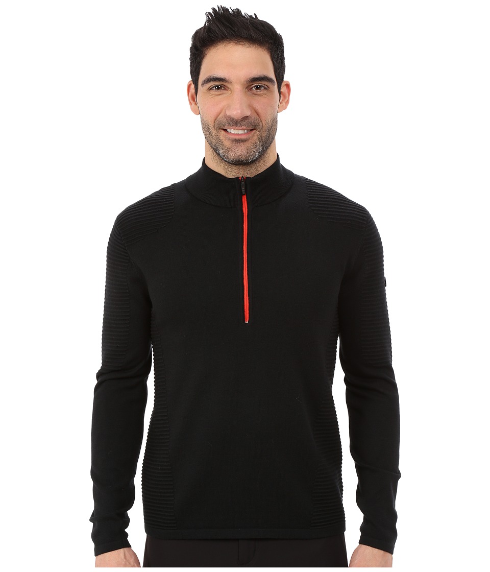 Spyder - Drayke Half Zip Sweater (Black/Volcano) Men