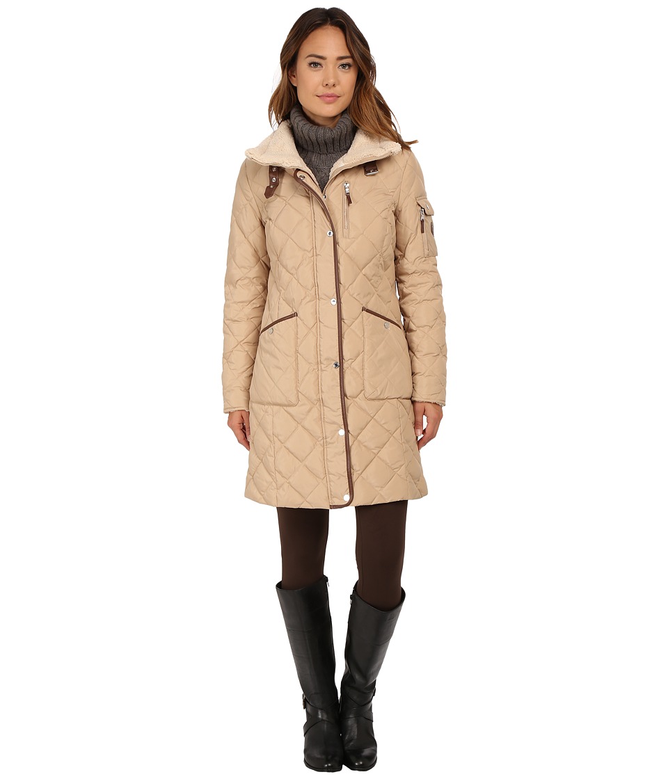 LAUREN Ralph Lauren - Berber Trim Funnel Neck (Racing Khaki) Women