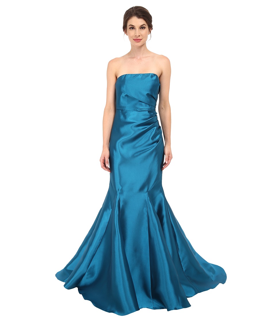 Badgley Mischka Strapless Mikado (Peacock) Women