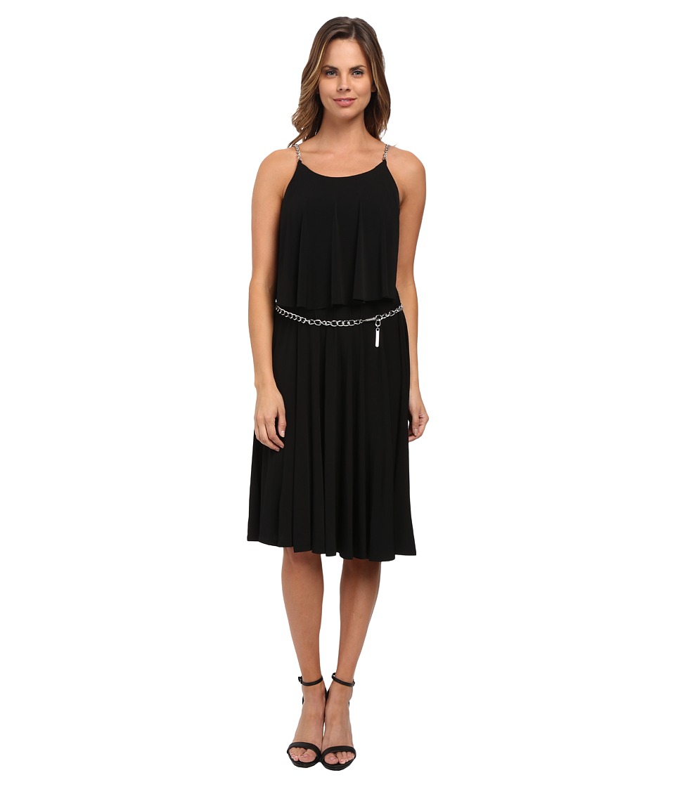 MICHAEL Michael Kors Chain StripeTiered Dress (Black/Silver) Women