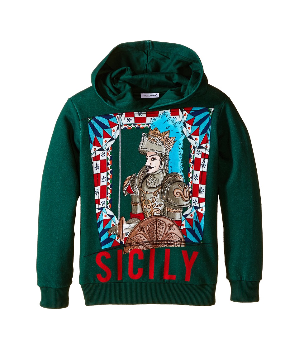 Dolce & Gabbana Kids - Sicily Pullover Hoodie (Toddler/Little Kids) (Green/Roman Print) Boy