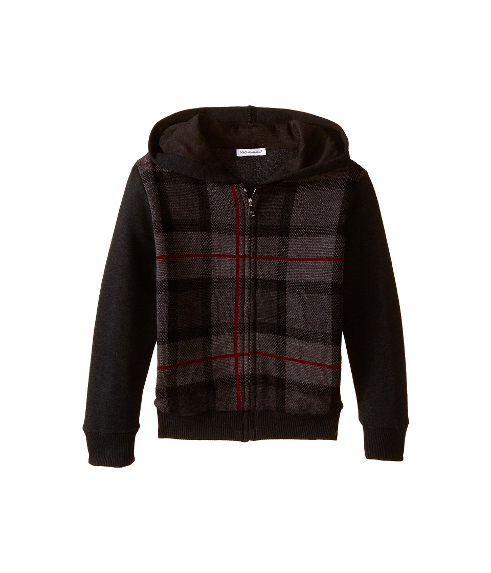 Dolce & Gabbana Kids - Plaid Zip-Up Hoodie (Toddler/Little Kids) (Grey/Grey Check) Boy