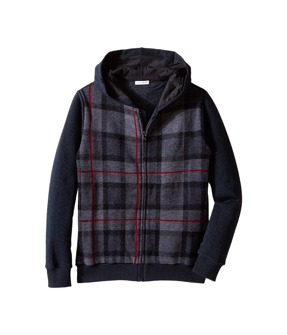 Dolce & Gabbana Kids - Plaid Zip-Up Hoodie (Big Kids) (Grey/Grey Check) Boy