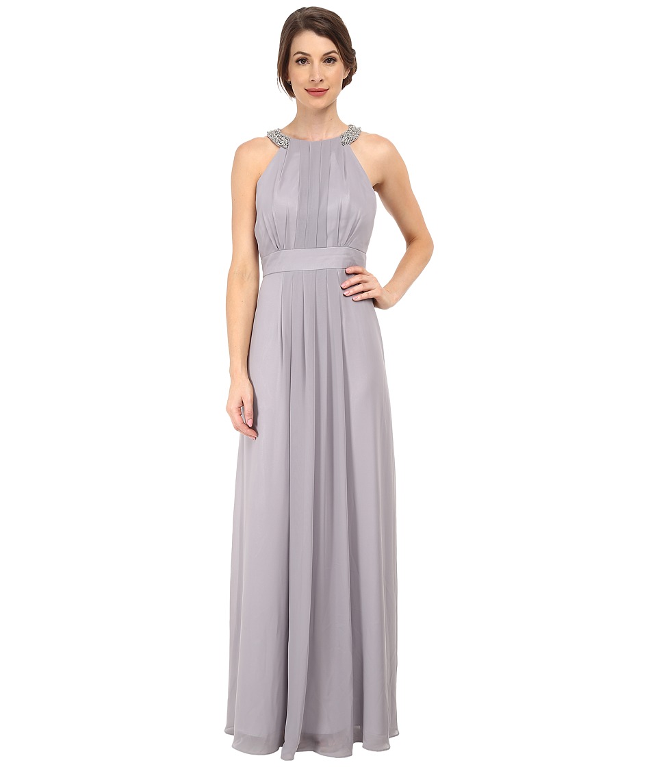 UPC 688883645329 product image for Eliza J - Chiffon Gown with Beaded Neckband (Silver) Women's Dress | upcitemdb.com