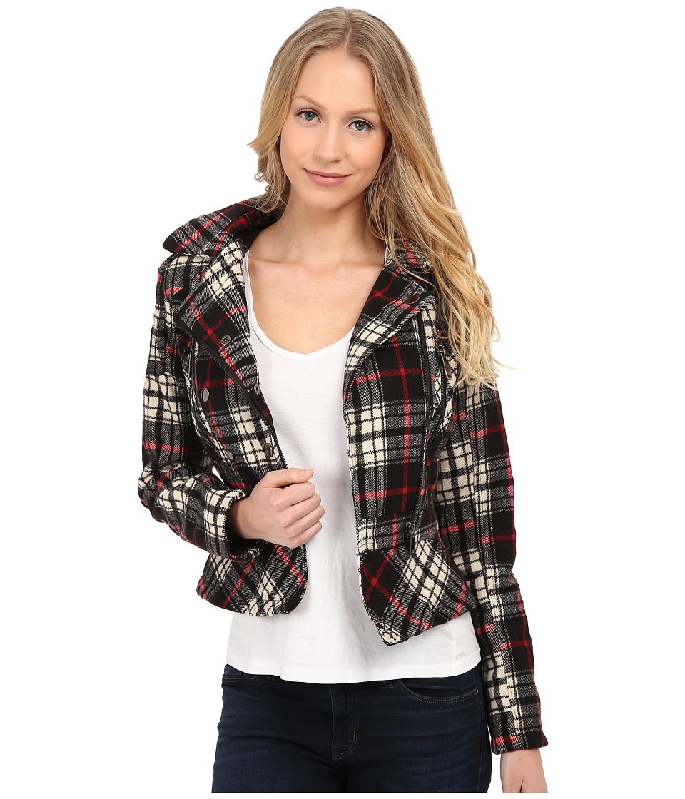 dollhouse - Asymetric Zip Jacket w\/ Peplum Bottom (Adele Plaid) Women's Jacket