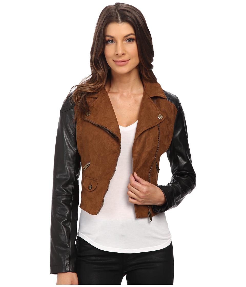 dollhouse - Asymtric Zip Jacket w\/ Perforated Side Panels (Toffee) Women's Coat