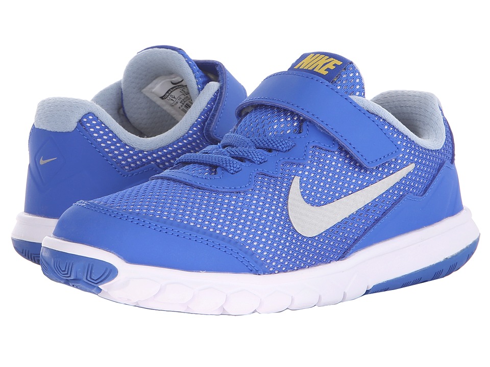 Nike Kids - Flex Experience 4 (Little Kid) (Hyper Cobalt/Varsity Maize/Metallic Silver) Boys Shoes