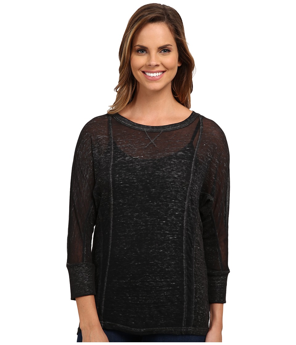 Lucky Brand Burnout Seamed Tee (Charcoal) Women