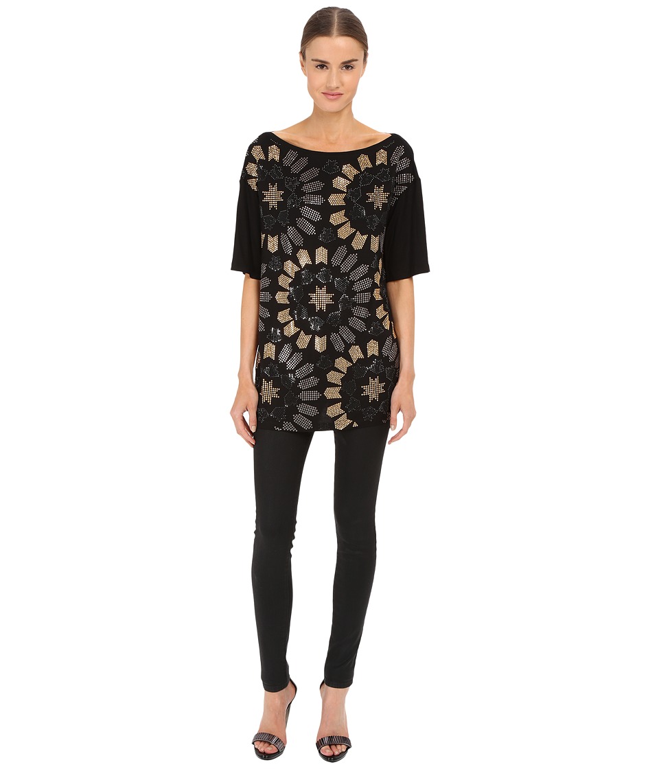 Versace Collection Jersey Dress w/ All Over Gold Embellishment (Black) Women