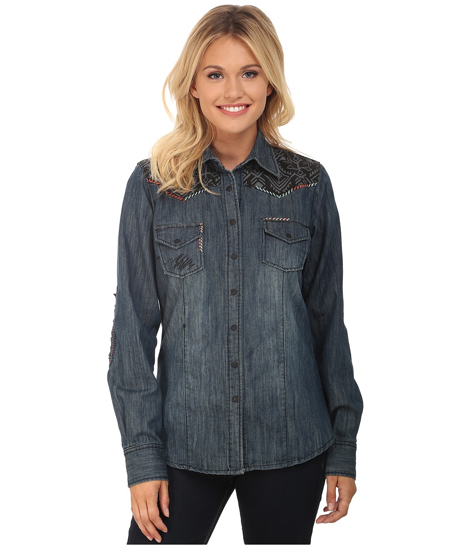 Cruel - Long Sleeve Arena Fit Denim (Indigo) Women's Clothing