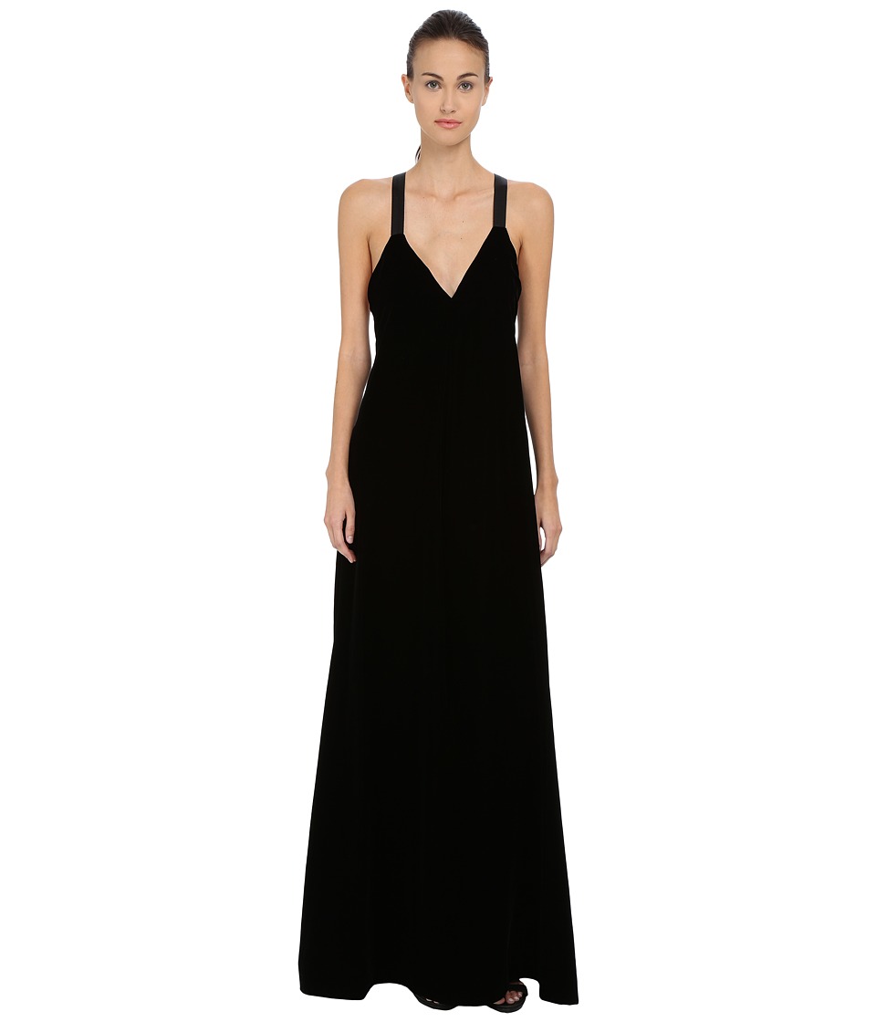 Vera Wang Plunging V-Neck Gown (Black) Women
