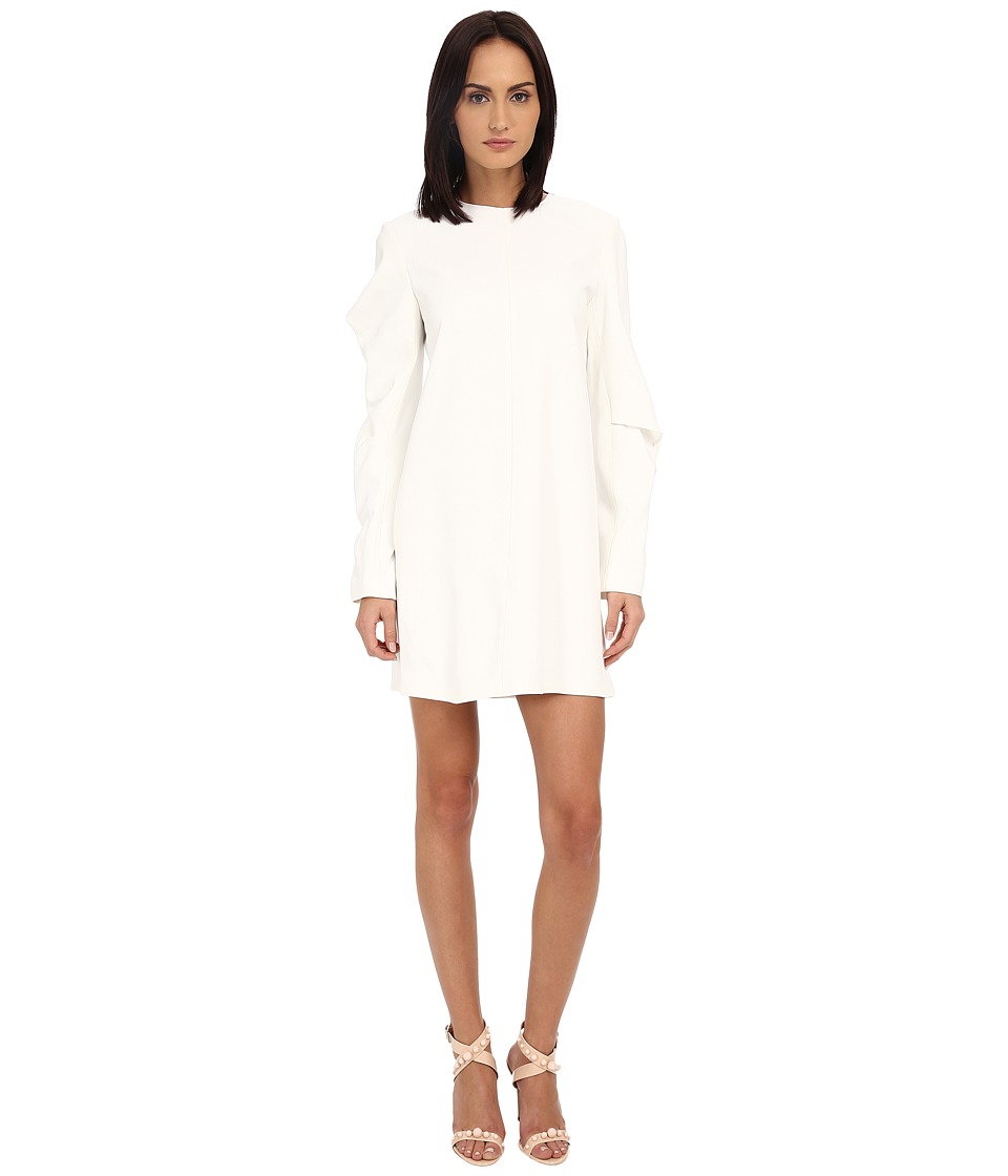 Vera Wang Shift Dress w/ Asymmetrical Sleeves (Heavy Crepe Ivory) Women