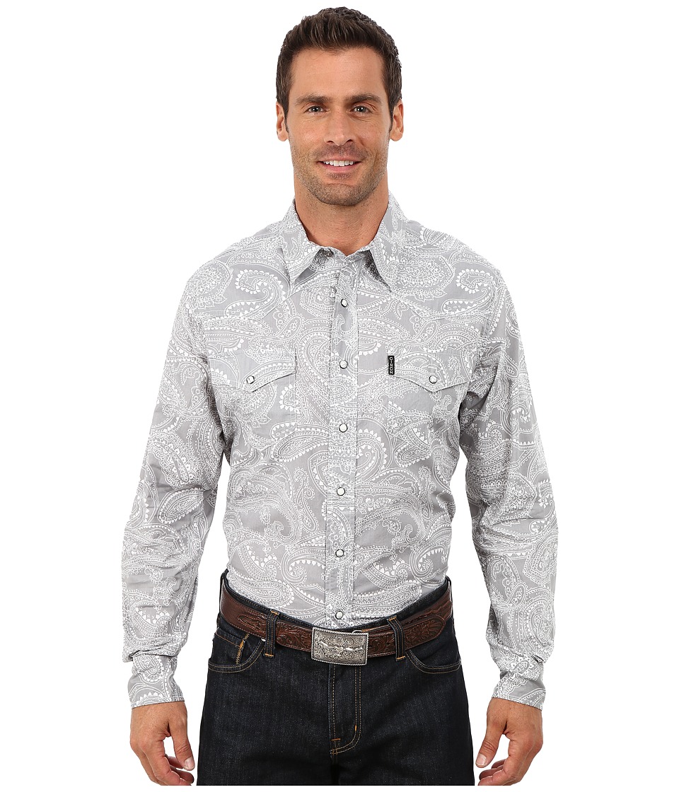Cinch - Cinch Modern Fit Western Plain (Grey) Men's Short Sleeve Button Up